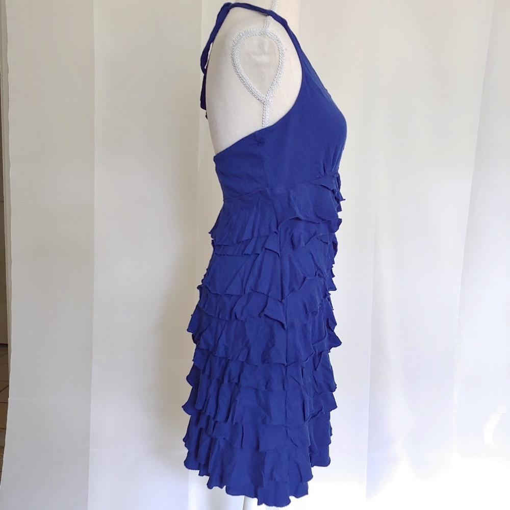 Express Blue Ruffled Halter Dress - Picture 3 of 8